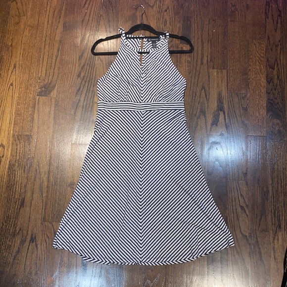 INC Navy And Silver Stripped Mini Dress - LARGE - Picture 2 of 5